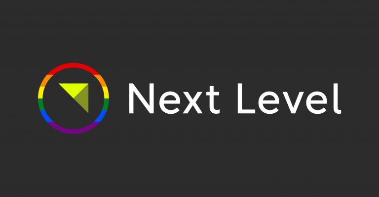 Next Level Pride Month logo rainbow