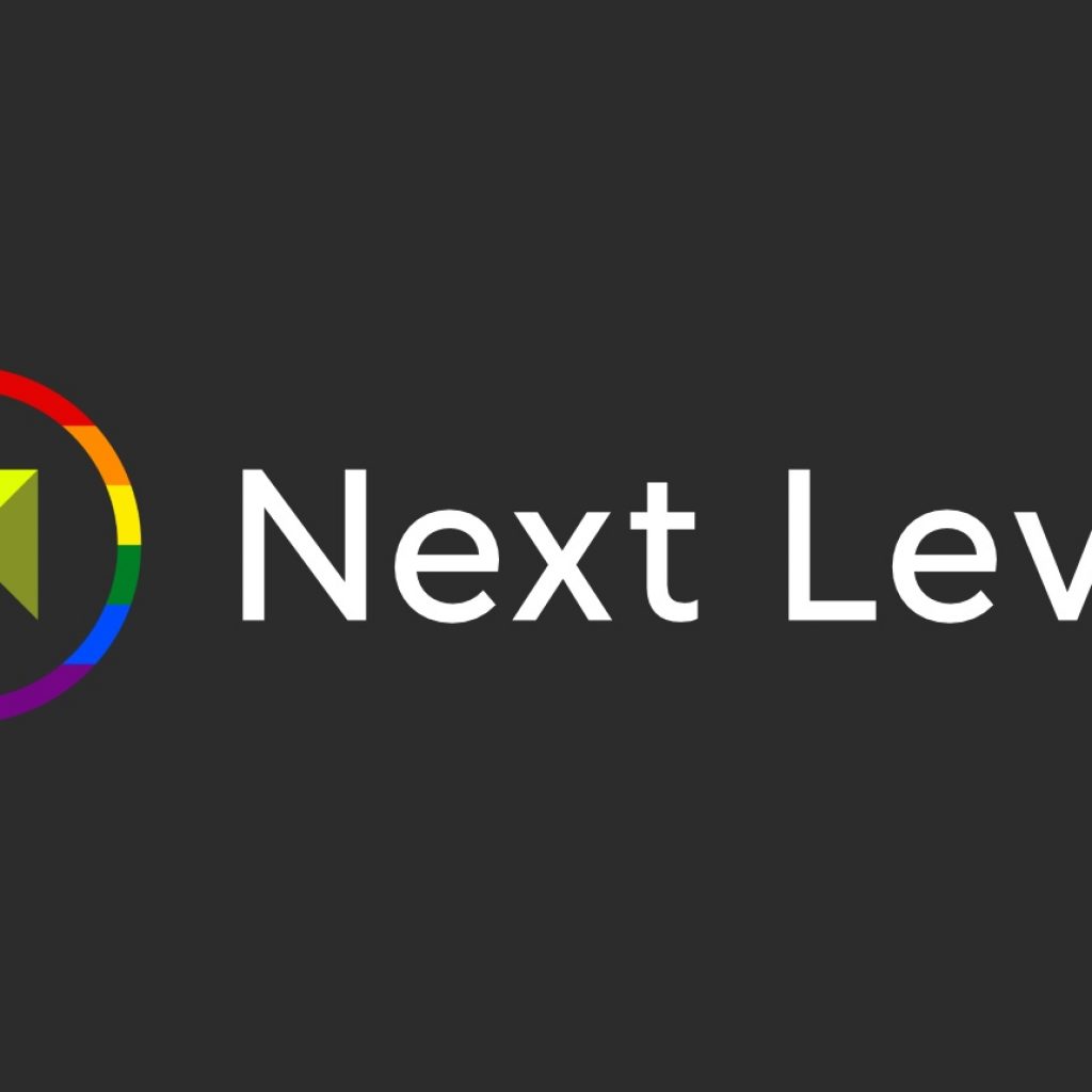Next Level Pride Month logo rainbow